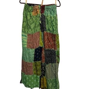 New Handcrafted Patchwork Wide Leg Pant Free Size
